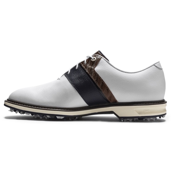 FootJoy Premiere Series Packard LX Golf Shoe, White/Midnight Navy/Chestnut 9.5 M main image 5